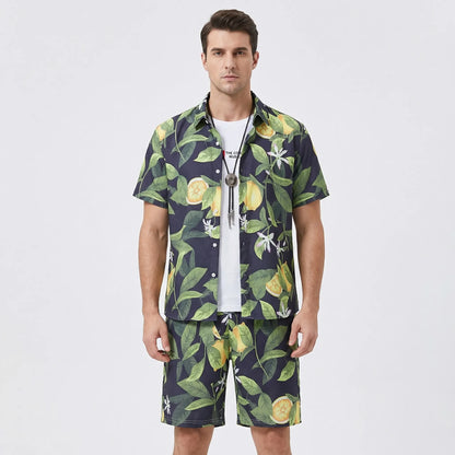 Coralvo - Printed Hawaiian Shirt And Shorts Set  Beach Day Outfits