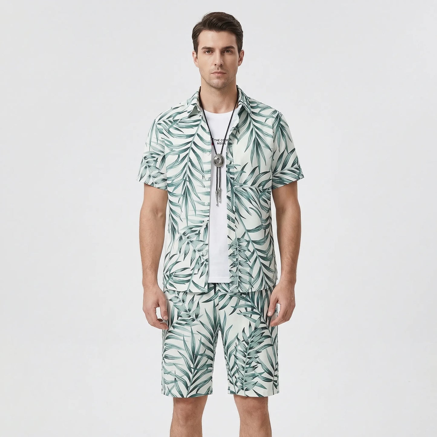 Coralvo - Printed Hawaiian Shirt And Shorts Set  Beach Day Outfits