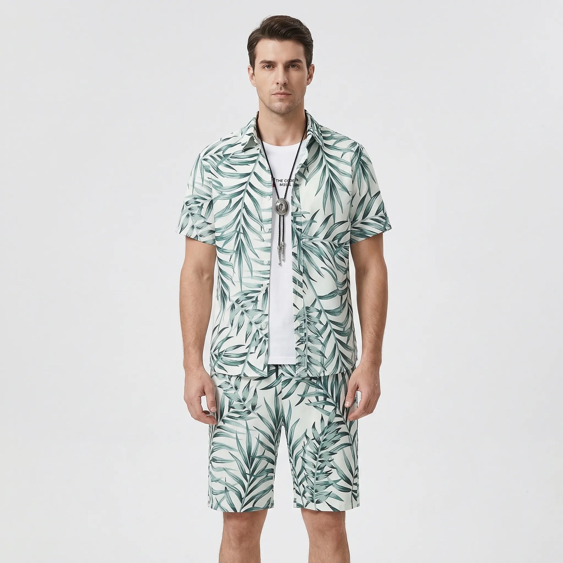 Coralvo - Printed Hawaiian Shirt And Shorts Set  Beach Day Outfits