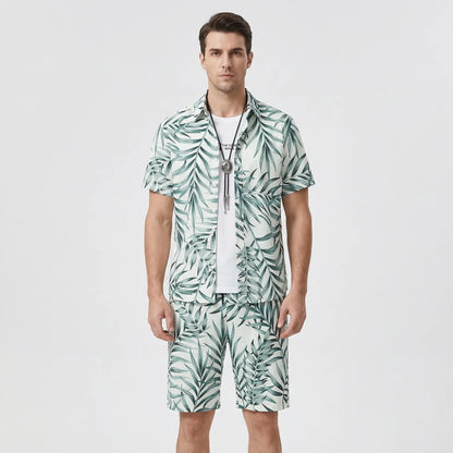 Coralvo - Printed Hawaiian Shirt And Shorts Set  Beach Day Outfits