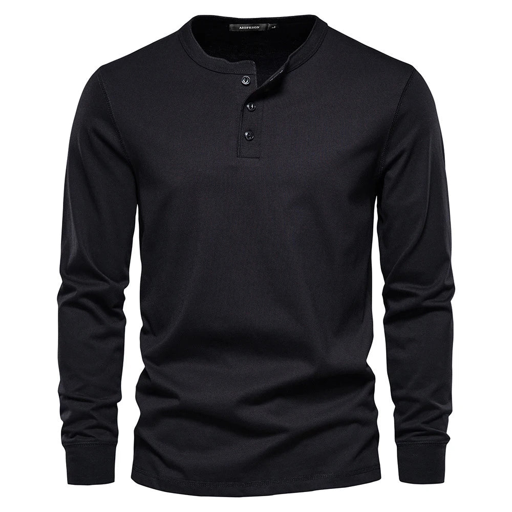 Men's Long Sleeve Henley T-Shirt | Men | Button Neck Casual Top | Regular Fit | Steven & Levon