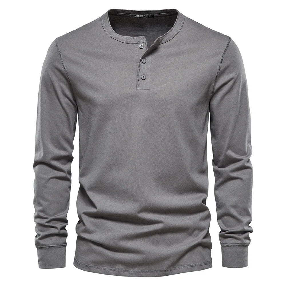 Men's Long Sleeve Henley T-Shirt | Men | Button Neck Casual Top | Regular Fit | Steven & Levon