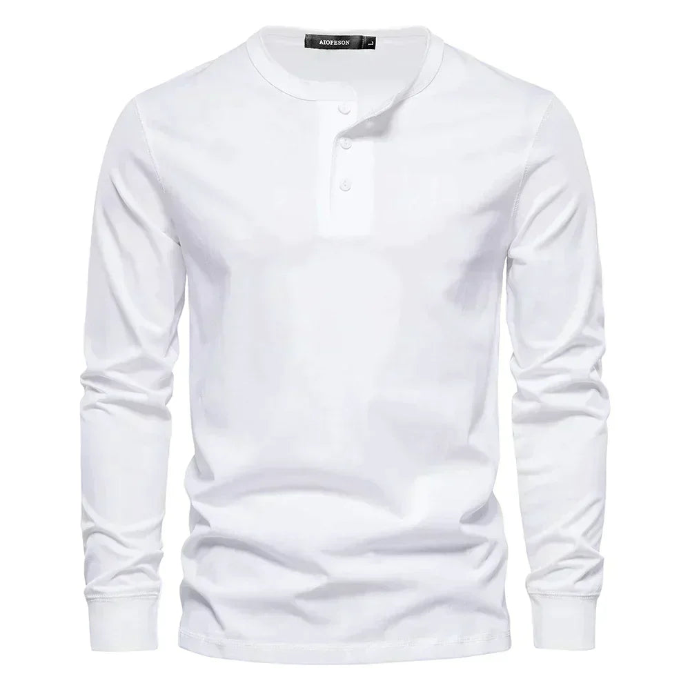 Men's Long Sleeve Henley T-Shirt | Men | Button Neck Casual Top | Regular Fit | Steven & Levon
