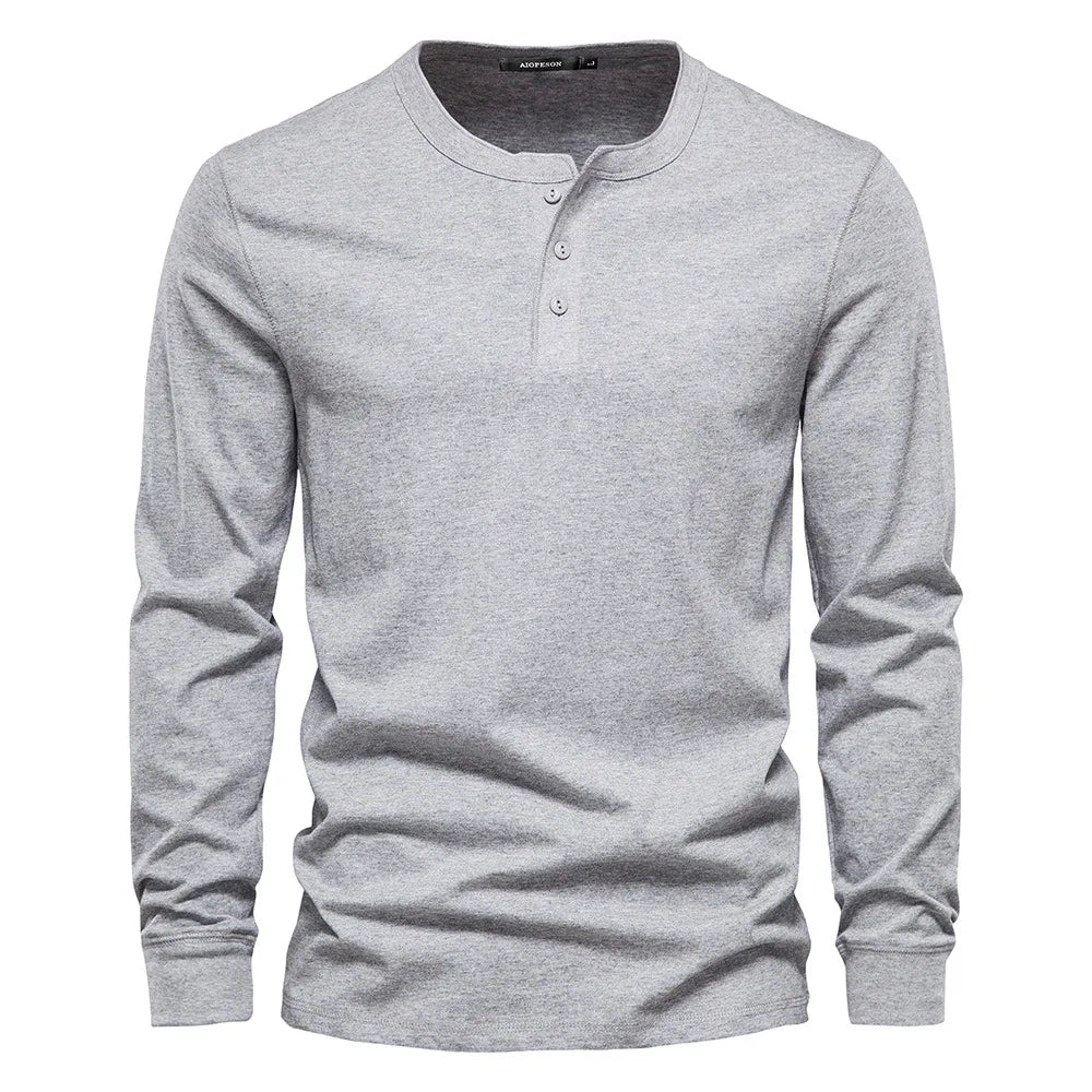 Men's Long Sleeve Henley T-Shirt | Men | Button Neck Casual Top | Regular Fit | Steven & Levon