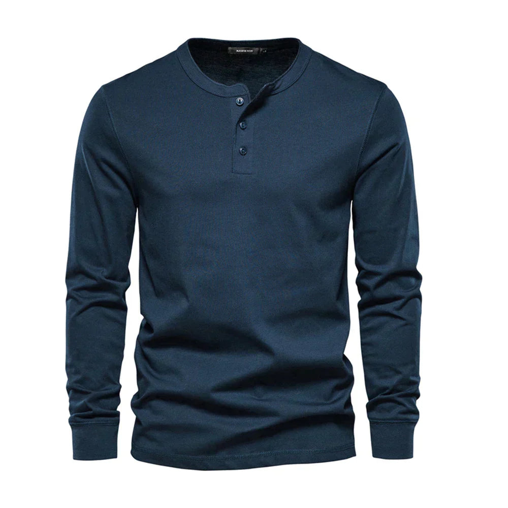 Men's Long Sleeve Henley T-Shirt | Men | Button Neck Casual Top | Regular Fit | Steven & Levon
