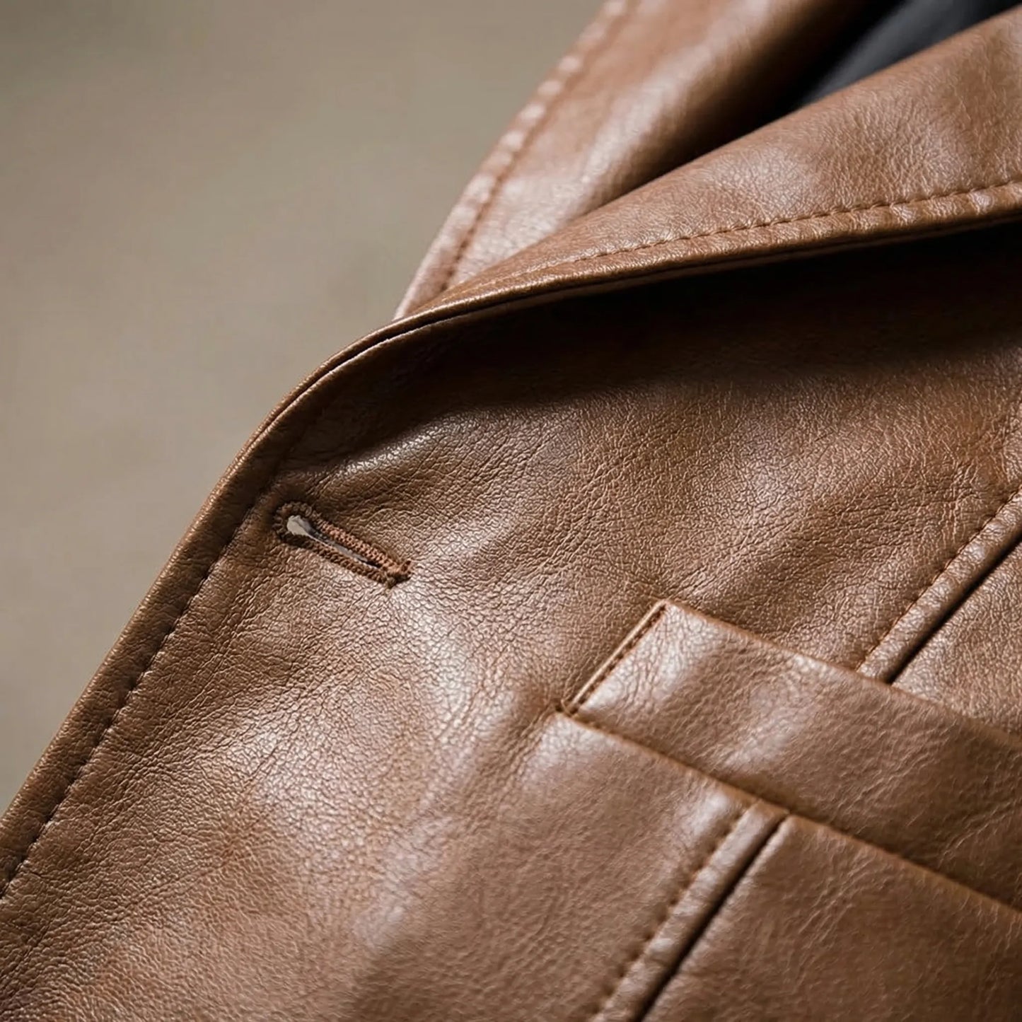 Covrux - Suit Collar Faux Leather Jacket  Smart Casual Dressing