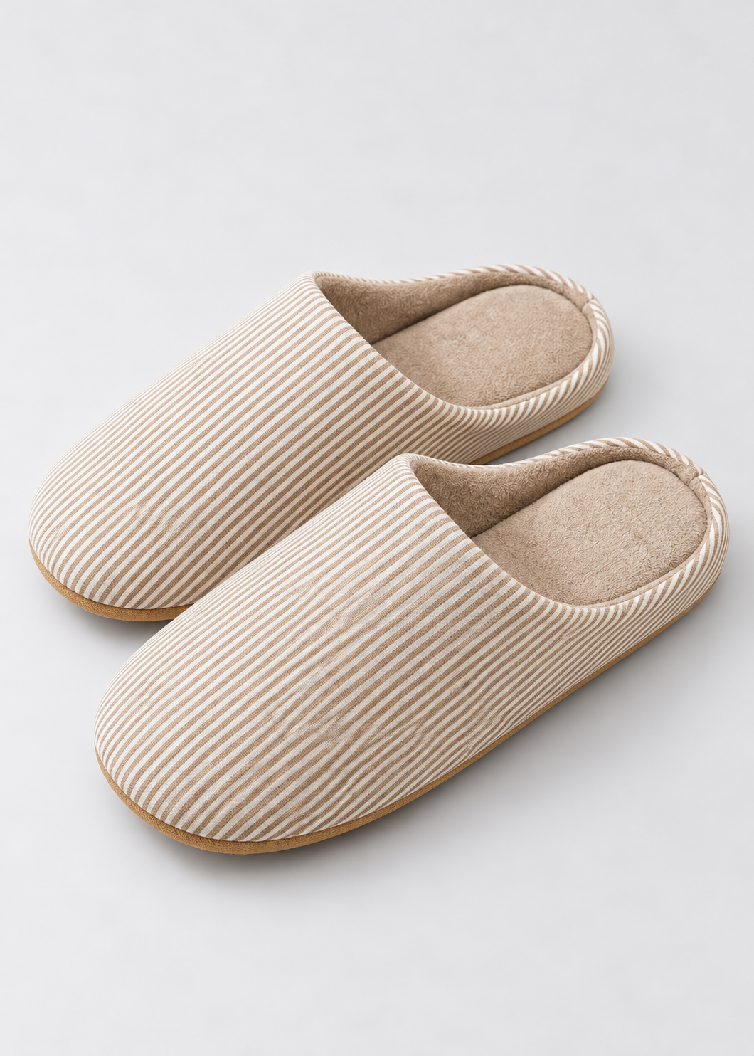 Unisex Fur Slippers | Striped Pattern | Flat Fabric Sole | Pull On | Steven & Levon