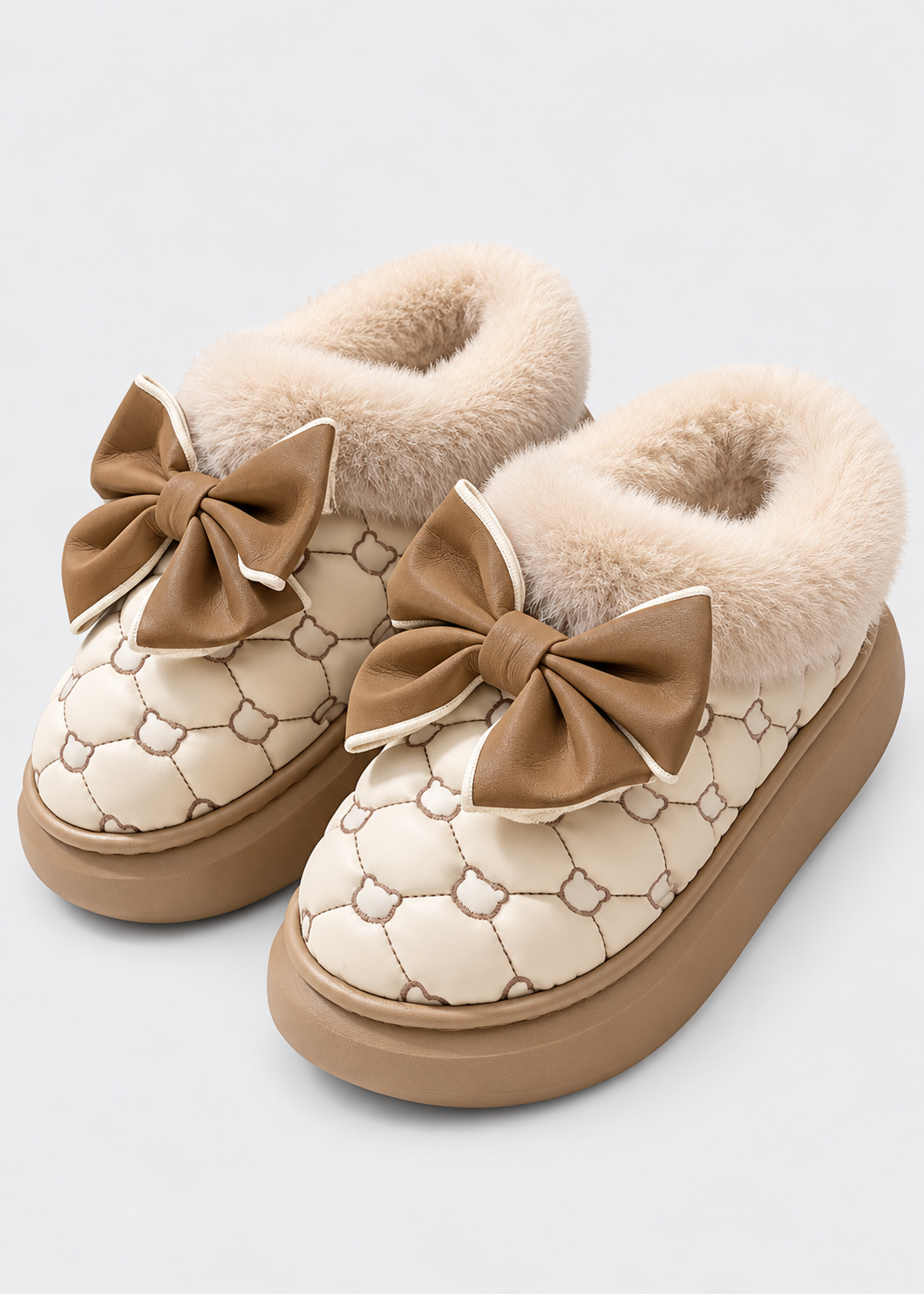 Women's Platform Ankle Boots | Bow Detail Slip On | Plush Lined Winter Shoes | Steven & Levon