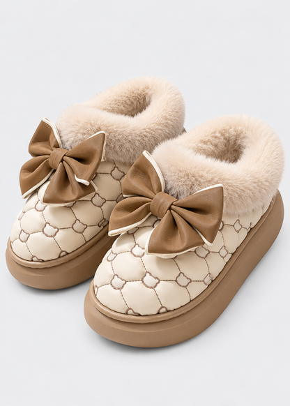 Women's Platform Ankle Boots | Bow Detail Slip On | Plush Lined Winter Shoes | Steven & Levon