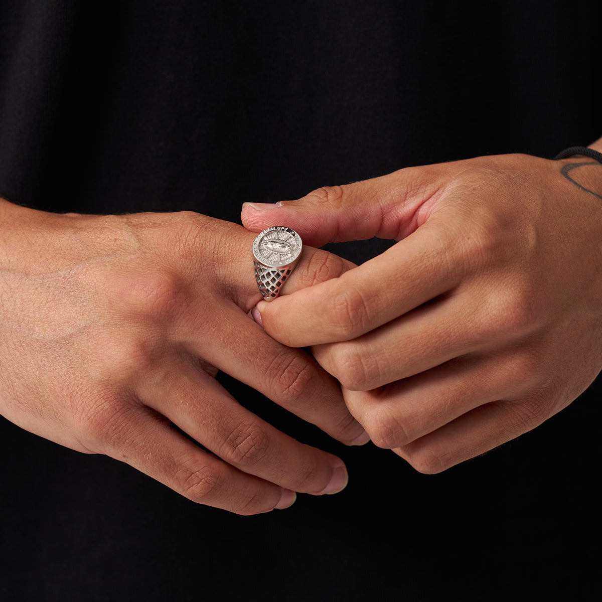 Guadalupe Sovereign Ring | Silver | Unisex | Stainless Steel | Virgin Mary Design | Religious Jewelry | Steven & Levon