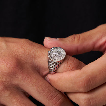 Guadalupe Sovereign Ring | Silver | Unisex | Stainless Steel | Virgin Mary Design | Religious Jewelry | Steven & Levon