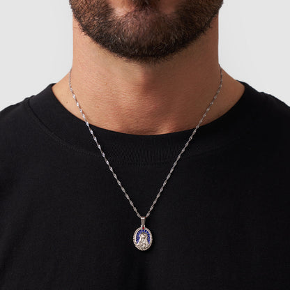 Enamel Virgin Mary Pendant | Men | Silver Stainless Steel | Religious Jewellery | Steven & Levon