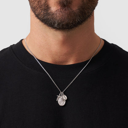Jesus Mary Pendant Necklace | Silver | 316L Stainless Steel | Rhodium Finish | Religious Jewellery | Steven & Levon