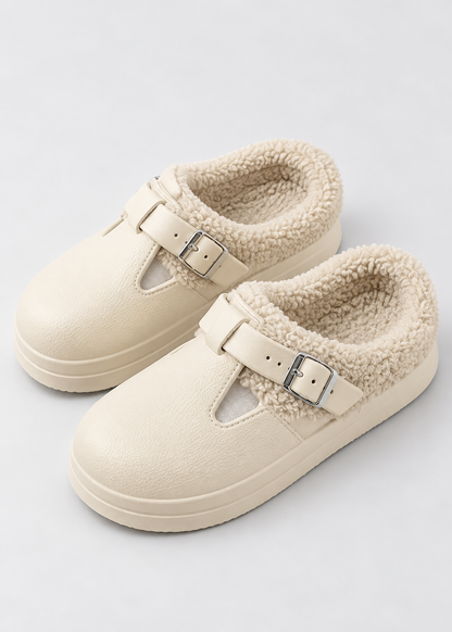 Women's Platform Mule Slippers | Metal Buckle | Plush Lining | Non Slip EVA Sole | Steven & Levon