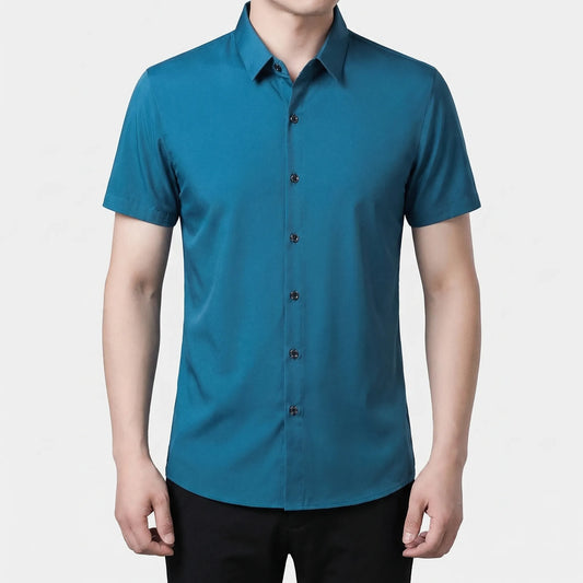 Crisven - Solid Short-Sleeved Business Casual Shirt  Office And Casual Wear