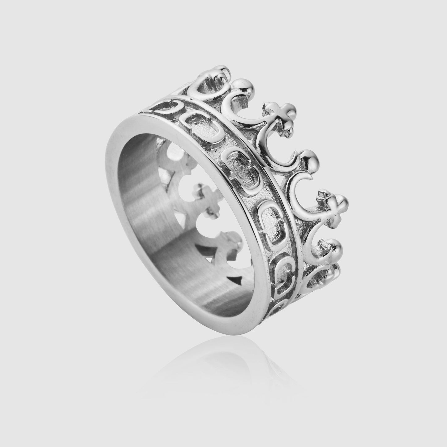 Crown Ring | Silver | Unisex | Stainless Steel | Royal Crown Design | Statement Jewelry | Steven & Levon