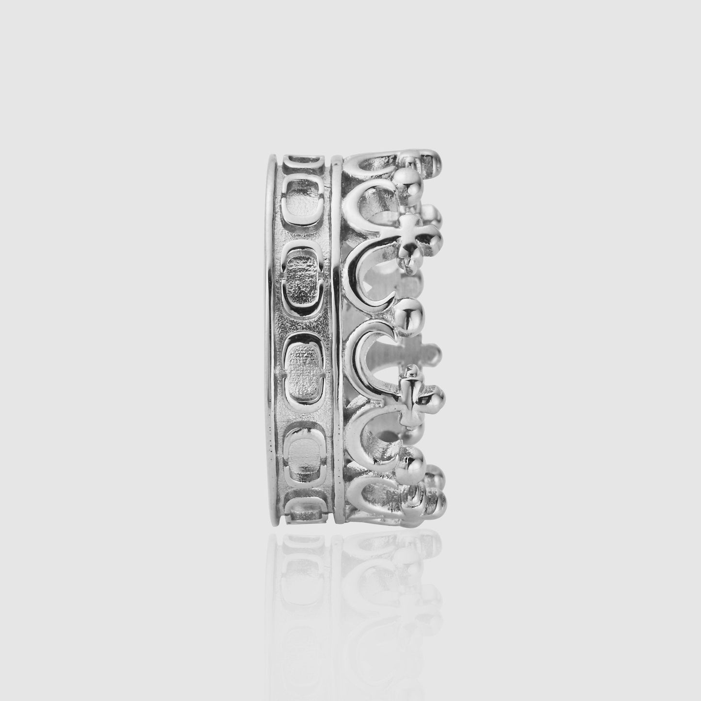 Crown Ring | Silver | Unisex | Stainless Steel | Royal Crown Design | Statement Jewelry | Steven & Levon