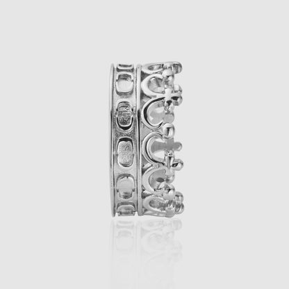 Crown Ring | Silver | Unisex | Stainless Steel | Royal Crown Design | Statement Jewelry | Steven & Levon