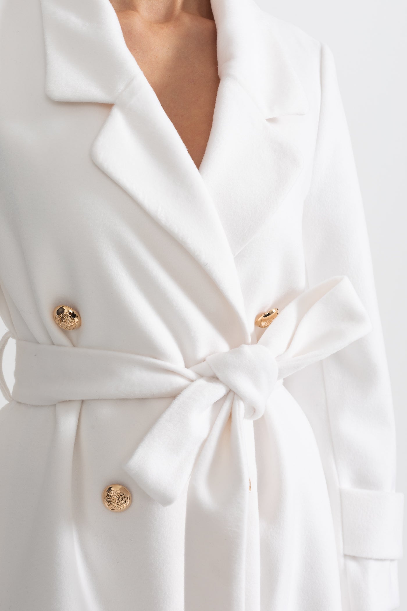 Long Coat | Women | Wide Lapel | Elegant Winter Overcoat | White | Steven & Levon