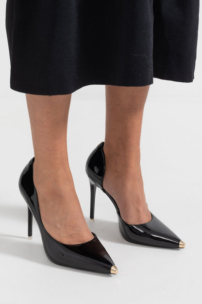 Asymmetric Stiletto Pumps | Women | Black | Pointed Toe | Steven & Levon