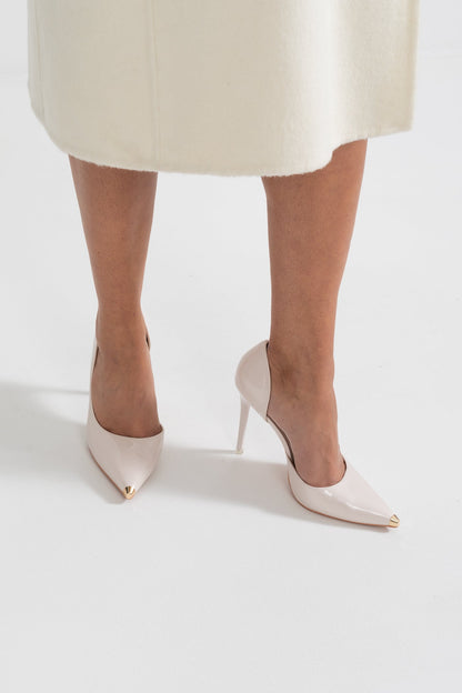 Asymmetric Stiletto Pumps | Women | Light Beige | Pointed Toe | Steven & Levon