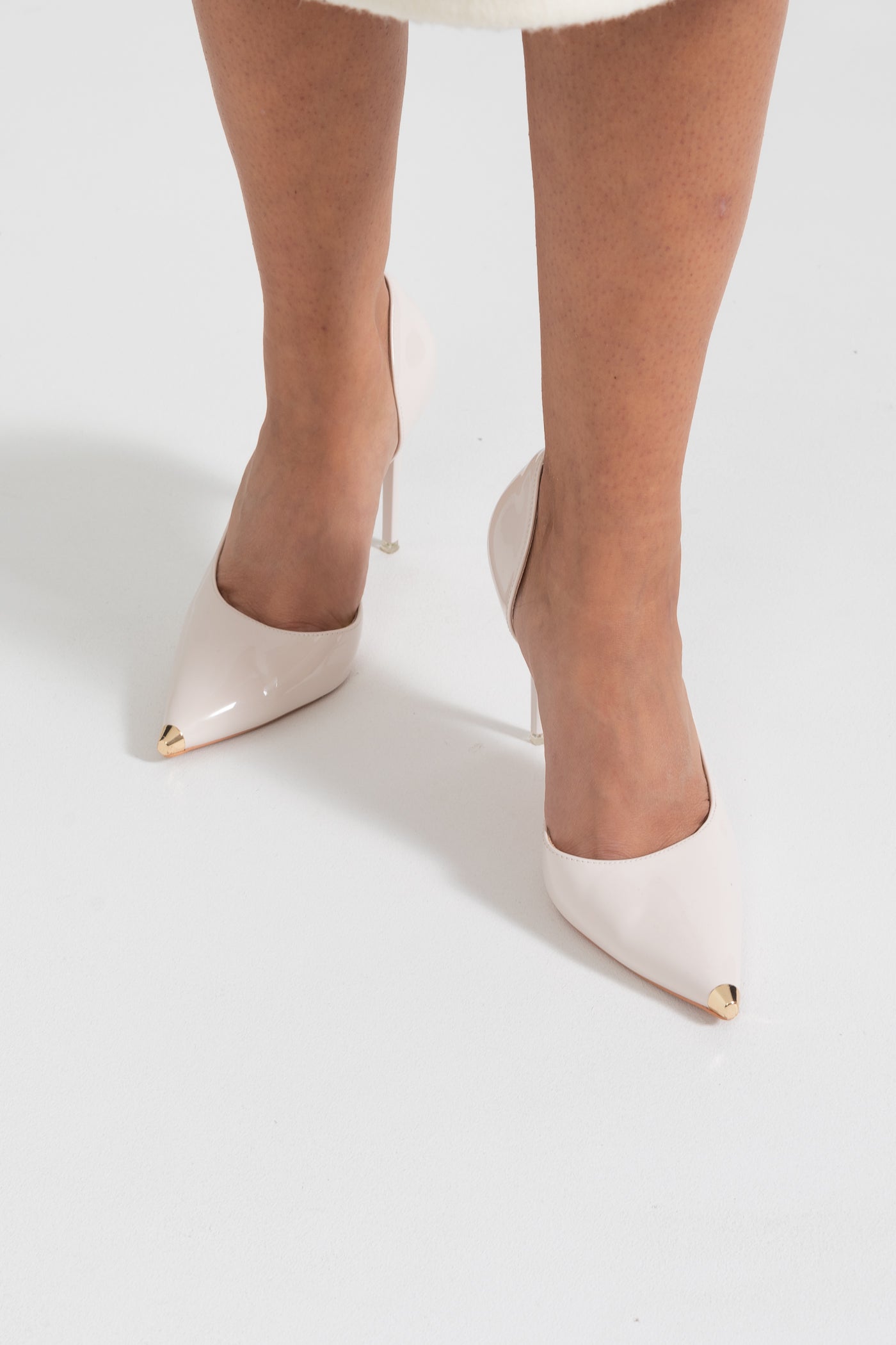 Asymmetric Stiletto Pumps | Women | Light Beige | Pointed Toe | Steven & Levon