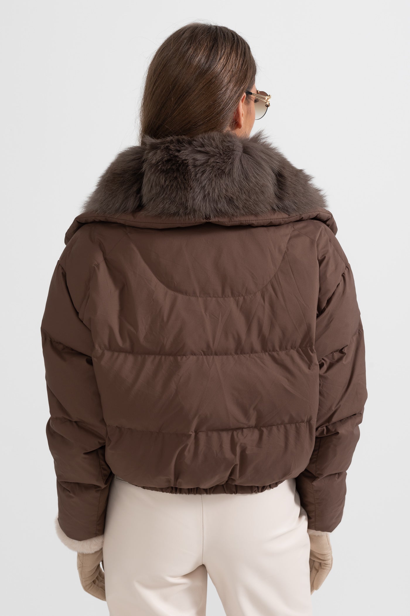 Women's Puffer Jacket | Duck Down | Real Fox Fur Hood | Brown Winter Coat | Steven & Levon
