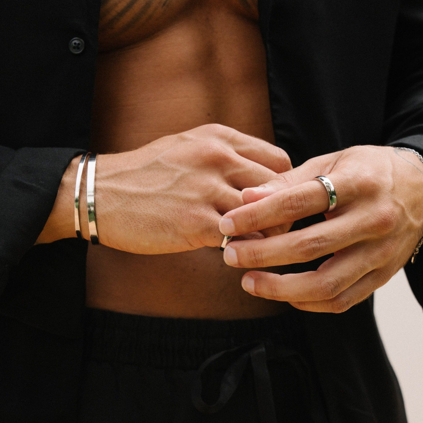 Classic Cuff Bracelet | Men | Stainless Steel | Silver, Gold & Rose Gold | 5mm Cuff | Steven & Levon