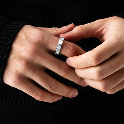 White Stone Band Ring | Gold or Silver | Unisex | Stainless Steel | White Stone Detail | Classic Style | Steven & Levon