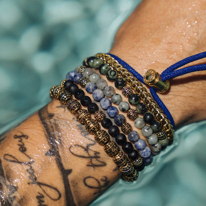 Matte Onyx Stone Bracelet | Men | Stainless Steel | Silver & Gold | Onyx Beads | Steven & Levon