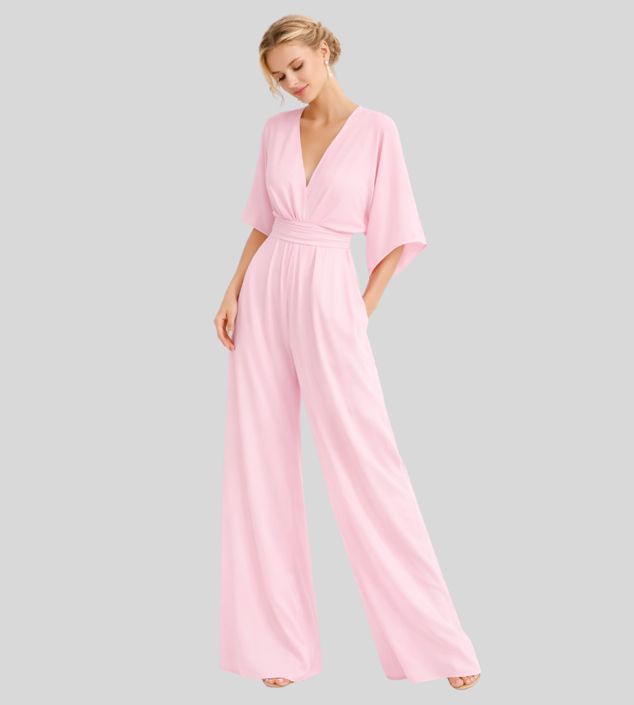 Women's Jumpsuit | Wide Leg V-Neck Jumpsuit | Lightweight Fit | Steven & Levon