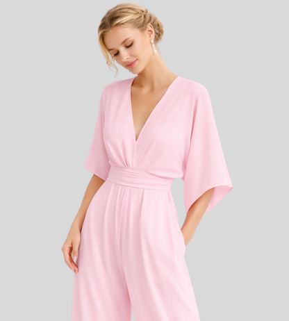 Women's Jumpsuit | Wide Leg V-Neck Jumpsuit | Lightweight Fit | Steven & Levon
