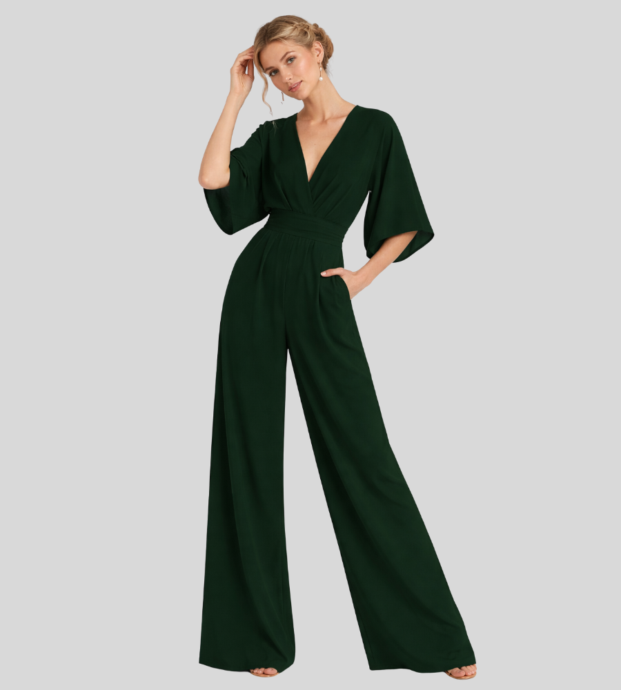 Women's Jumpsuit | Wide Leg V-Neck Jumpsuit | Lightweight Fit | Steven & Levon