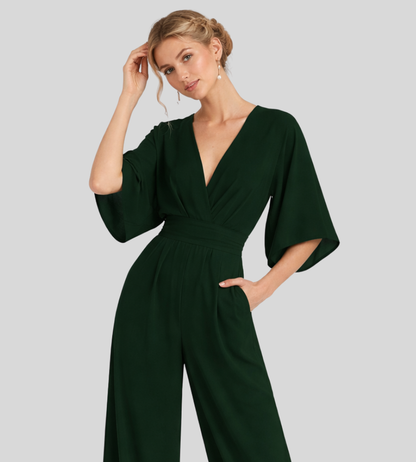 Women's Jumpsuit | Wide Leg V-Neck Jumpsuit | Lightweight Fit | Steven & Levon