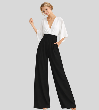 Women's Jumpsuit | Wide Leg V-Neck Jumpsuit | Lightweight Fit | Steven & Levon
