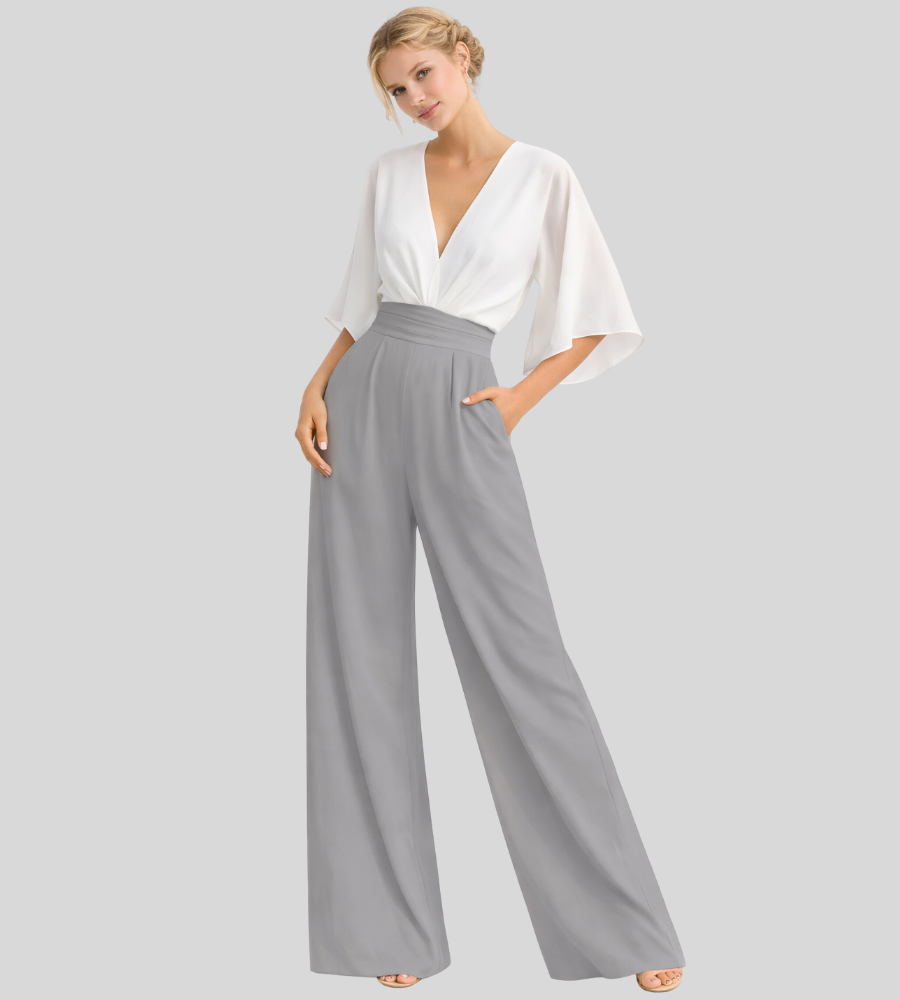 Women's Jumpsuit | Wide Leg V-Neck Jumpsuit | Lightweight Fit | Steven & Levon