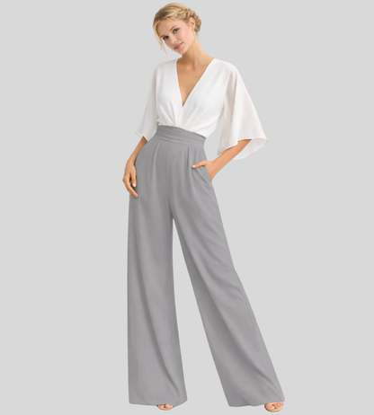 Women's Jumpsuit | Wide Leg V-Neck Jumpsuit | Lightweight Fit | Steven & Levon