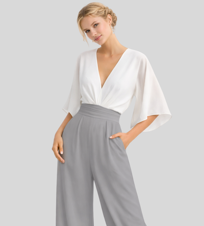 Women's Jumpsuit | Wide Leg V-Neck Jumpsuit | Lightweight Fit | Steven & Levon