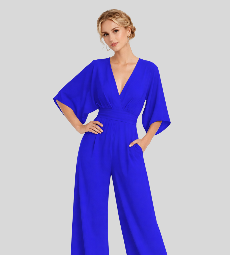 Women's Jumpsuit | Wide Leg V-Neck Jumpsuit | Lightweight Fit | Steven & Levon