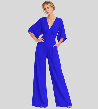 Women's Jumpsuit | Wide Leg V-Neck Jumpsuit | Lightweight Fit | Steven & Levon