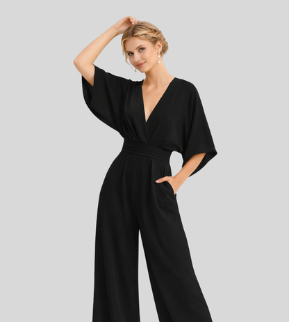 Women's Jumpsuit | Wide Leg V-Neck Jumpsuit | Lightweight Fit | Steven & Levon