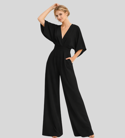 Women's Jumpsuit | Wide Leg V-Neck Jumpsuit | Lightweight Fit | Steven & Levon