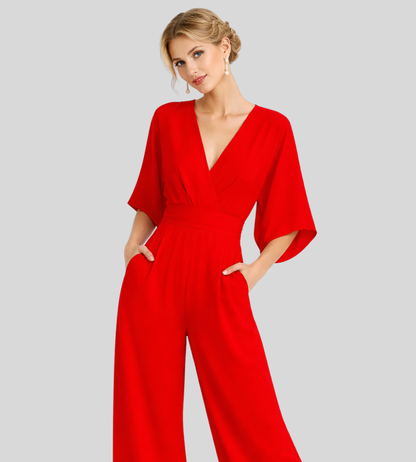 Women's Jumpsuit | Wide Leg V-Neck Jumpsuit | Lightweight Fit | Steven & Levon