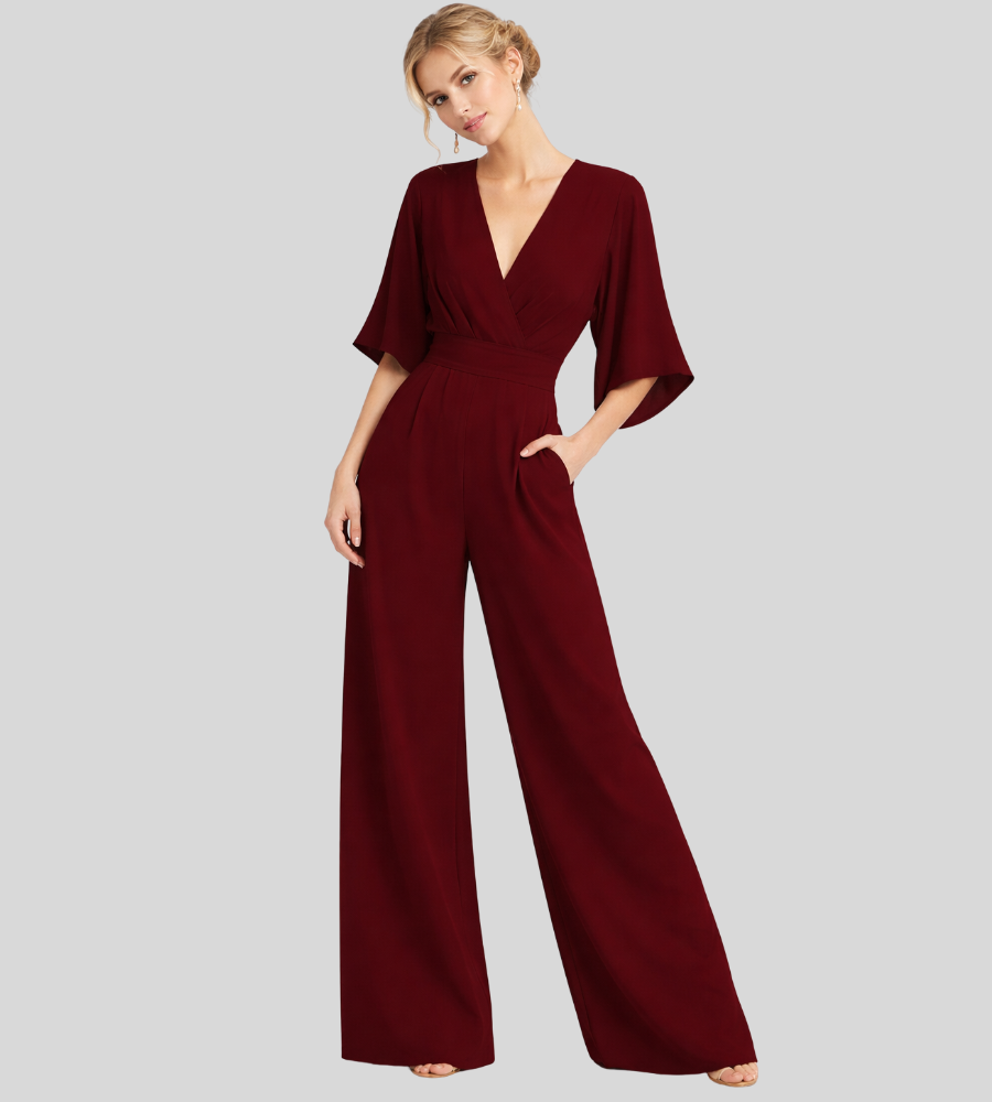 Women's Jumpsuit | Wide Leg V-Neck Jumpsuit | Lightweight Fit | Steven & Levon
