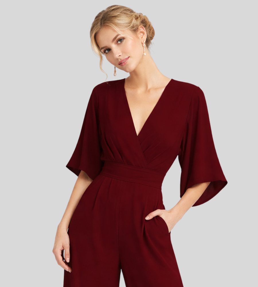 Women's Jumpsuit | Wide Leg V-Neck Jumpsuit | Lightweight Fit | Steven & Levon