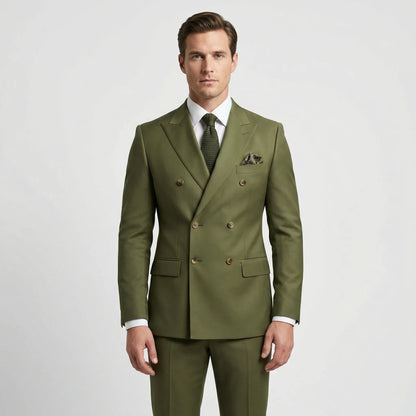 Dapavio - Double Breasted Slim Fit 2 Piece Suit  Formal Business Occasions