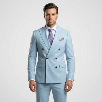 Dapavio - Double Breasted Slim Fit 2 Piece Suit  Formal Business Occasions