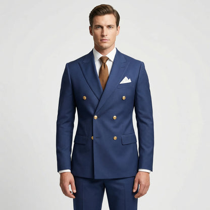 Dapavio - Double Breasted Slim Fit 2 Piece Suit  Formal Business Occasions