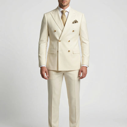 Dapavio - Double Breasted Slim Fit 2 Piece Suit  Formal Business Occasions