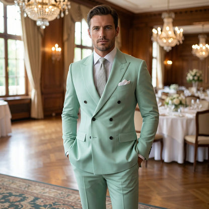 Dapavio - Double Breasted Slim Fit 2 Piece Suit  Formal Business Occasions